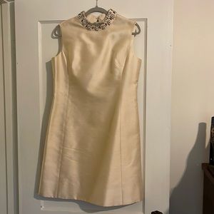 Vintage sheath dress with jeweled collar